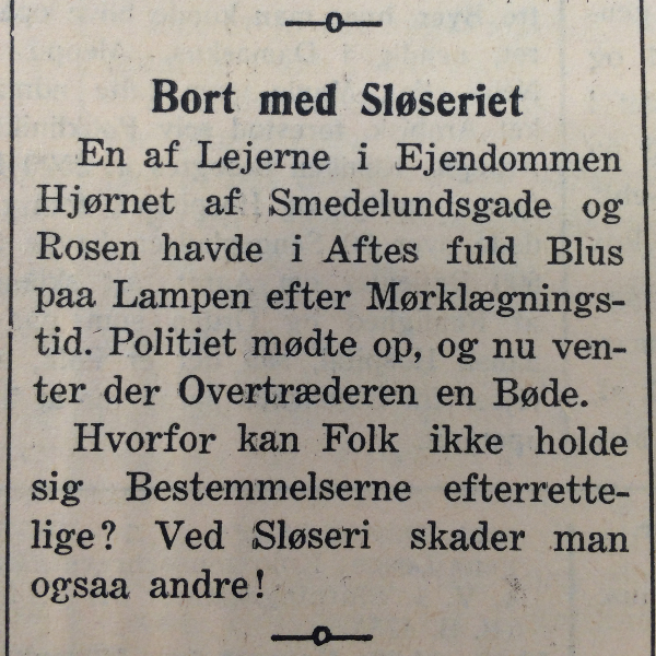 “Ved sløseri skader man også andre!” slutter notitsen belærende. Fra Holbæk Amts Avis, 10. august 1940.