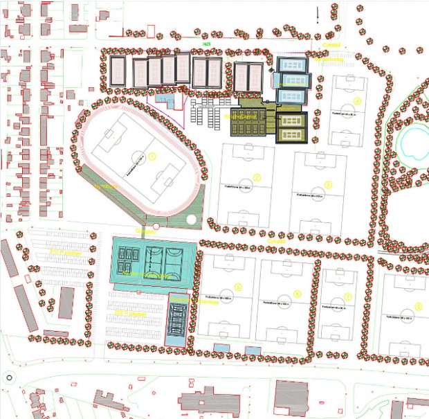 Det alternative forslag til et sportscenter i Holbæk Have opført i etaper, efterhånden som der er brug for det. (Klik på billedet for at se det i større udgave).