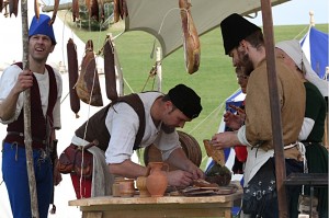 Her sælges kød på middelalderlig manér. Foto: Rolf Larsen.