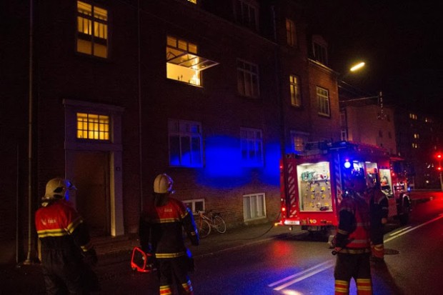 Brandvæsnet måtte mandag aften rykke ud til Markedsgade nr. 4. Foto: Michael Johannessen.