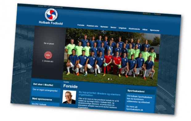 Sådan ser den ud - Holbæk B&Is nye hjemmeside. Screendump.