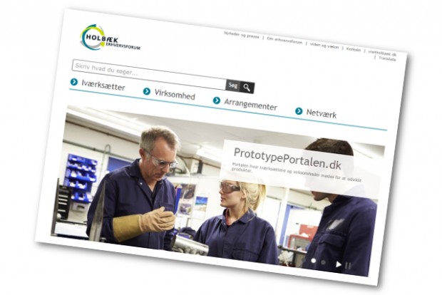 Holbæk Erhvervsforum har fået ny hjemmeside baseret på kommunens design og  CMS-system. Screendump.