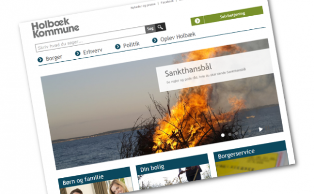 Holbæk Kommune har fået ny hjemmeside. Screendump.