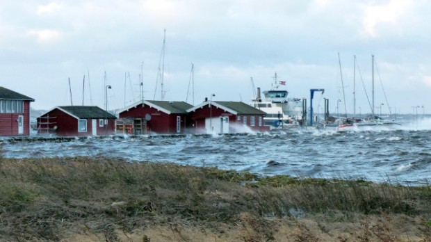 Stormen Bodil har presset enorme mængder vand ind i Isefjorden. Foto: Jesper von Staffeldt.