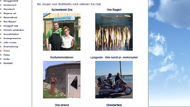 Sådan ser det ud med videoerne på Spisestedet Orøs hjemmeside. (screendump).