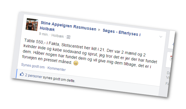 Sine Appelgren Rasmussens opslag på Facebook. Screenshot.